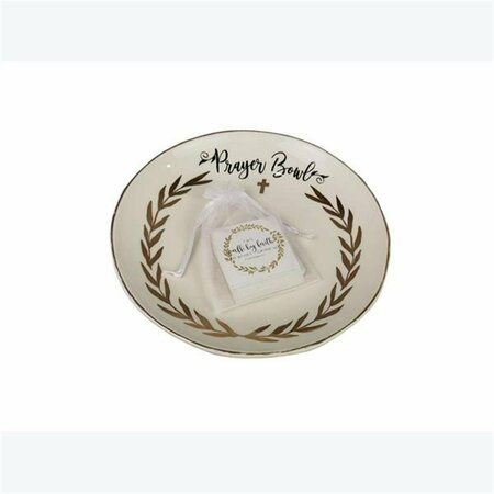 YOUNGS Ceramic Golden Faith Prayer Bowl with 40 Prayer Cards 10055